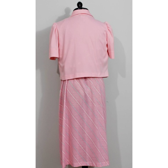 Times Up Le Temps Pink 80s Dress with Blue Stripes and Bolero - Picture 8 of 10